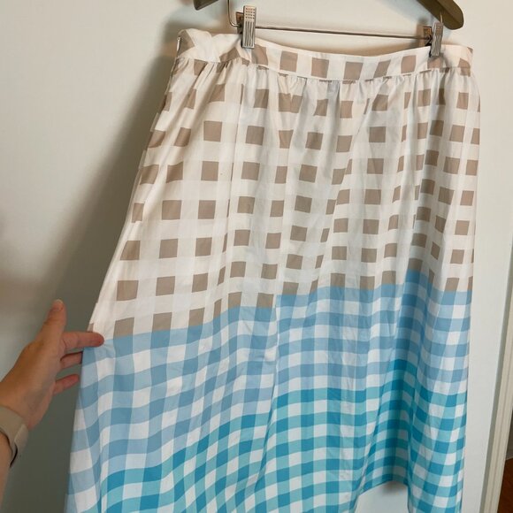 MING WANG Gingham Plaid A-Line Gathered Midi Skirt \\ XL - Picture 9 of 10